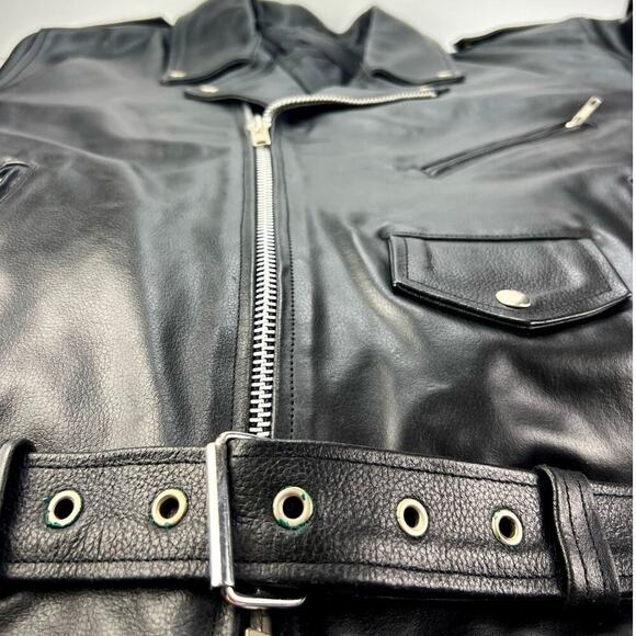 MODAL Men's Genuine Leather Heavy Duty Motorcycle Jacket Quilted Liner Black 50 - Picture 4 of 11